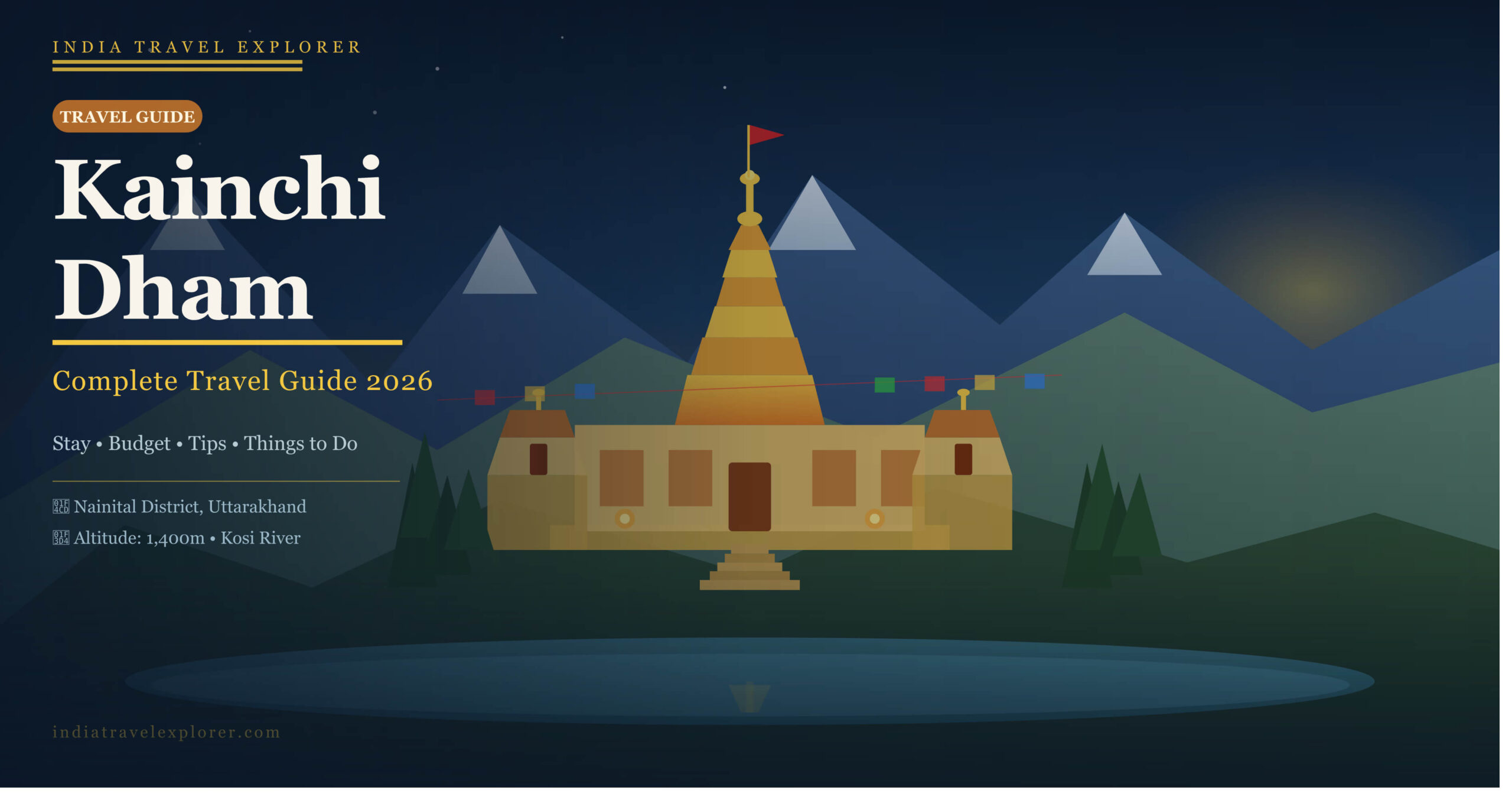 Kainchi Dham temple with Himalayan mountains and Kosi river – travel guide 2026