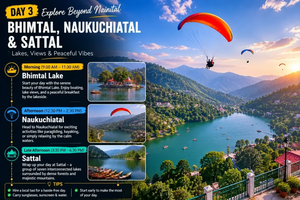 Paragliding over Naukuchiatal lake on day 3 of Nainital itinerary.