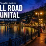 Evening view of Mall Road Nainital alongside Naini Lake.