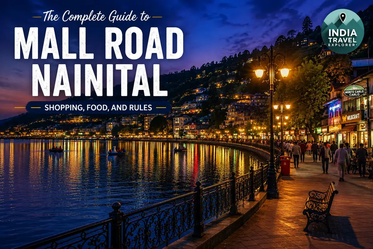 Evening view of Mall Road Nainital alongside Naini Lake.
