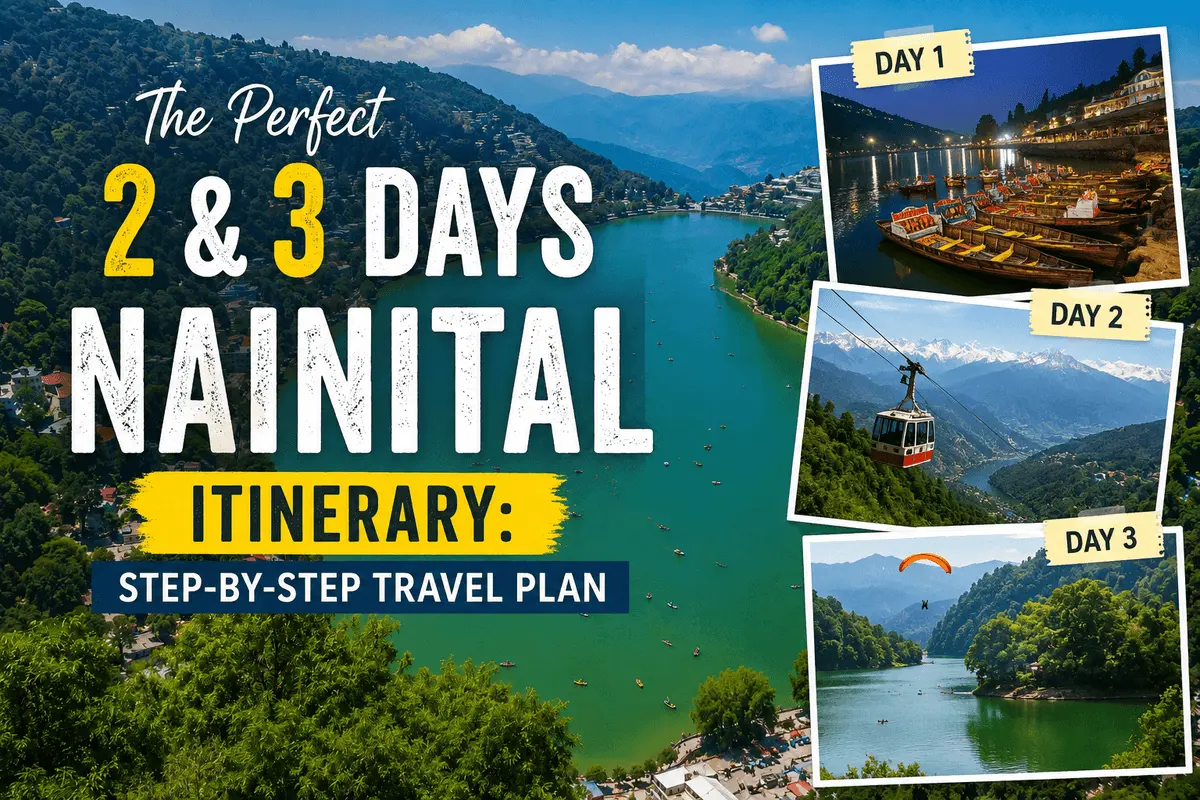 Aerial view of Naini Lake for Nainital itinerary 3 days trip.